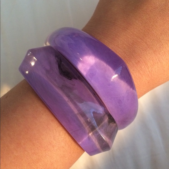 Purple Acrylic Square and Triangle Bracelets - Picture 6 of 6